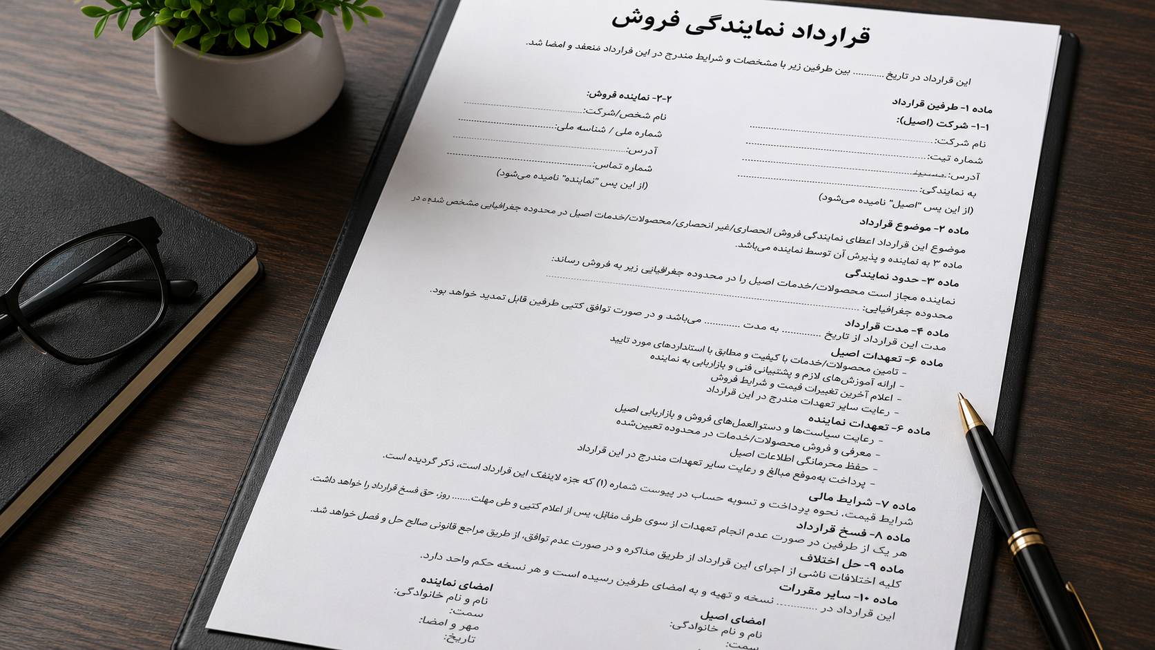 نمونه قرارداد نمایندگی فروش